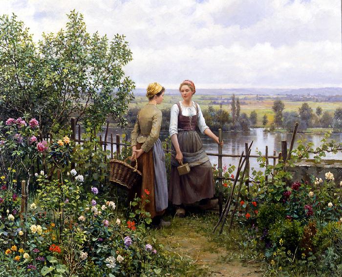 Daniel Ridgeway Knight Maria and Madeleine on the Terrace Germany oil painting art